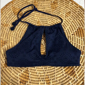 Aerie Crochet High Neck Keyhole Halter Swim Top